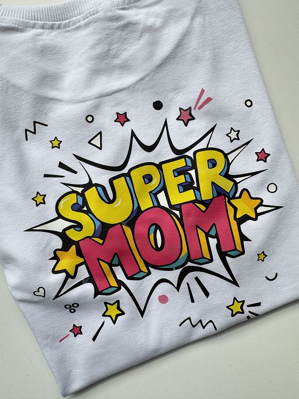 Koszulka damska biała super mom rozmiar S