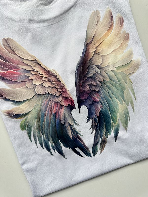 Koszulka damska biała skrzydła na plecach rozmiar S