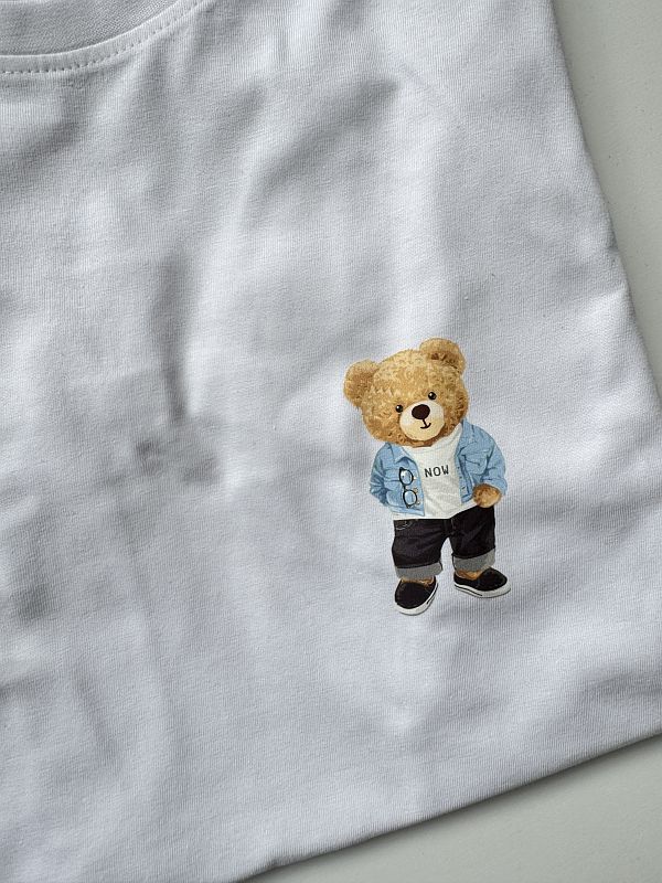 Koszulka biała męska logo misia rozmiar L