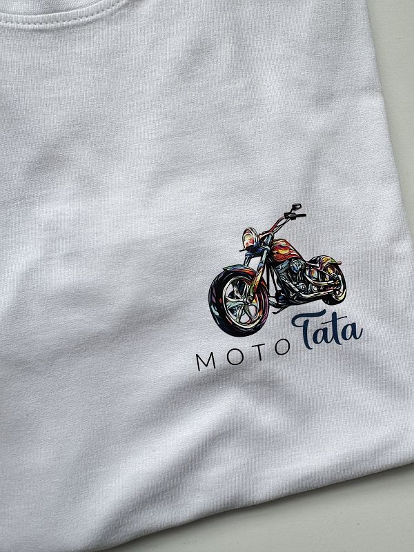 Koszulka biała męska moto tata rozmiar L