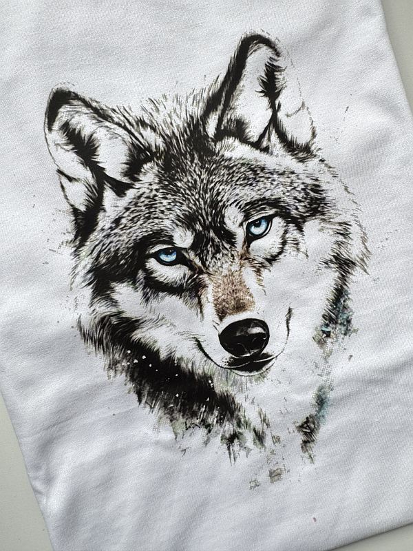 Koszulka biała męska wilk rozmiar L