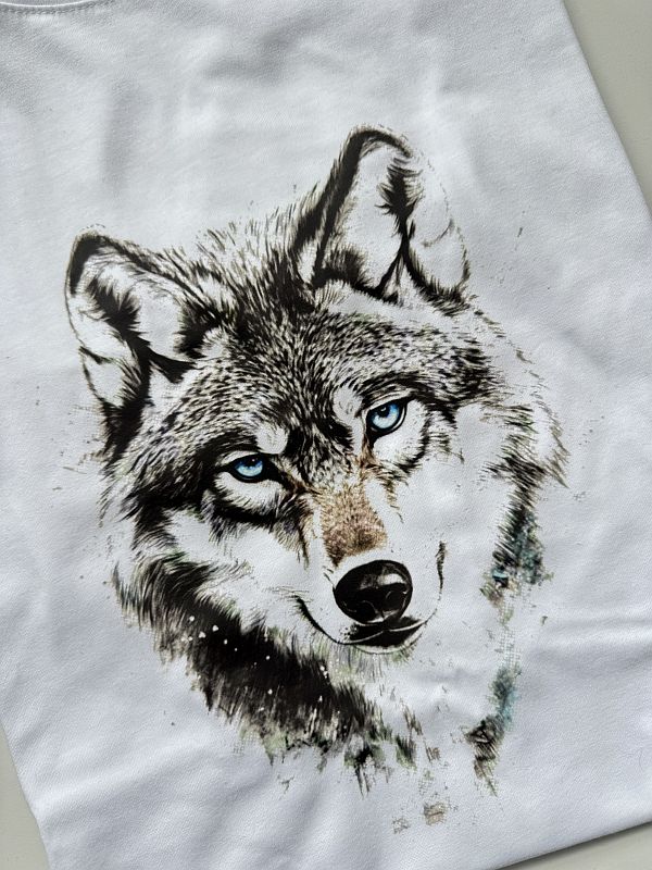 Koszulka biała męska wilk rozmiar L