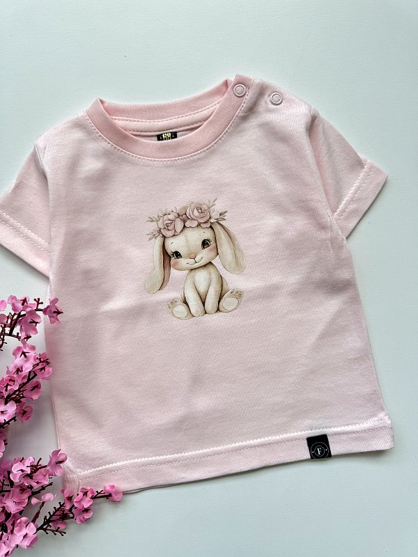 Koszulka morelkowa ze słodkim króliczkiem rozmiar 68