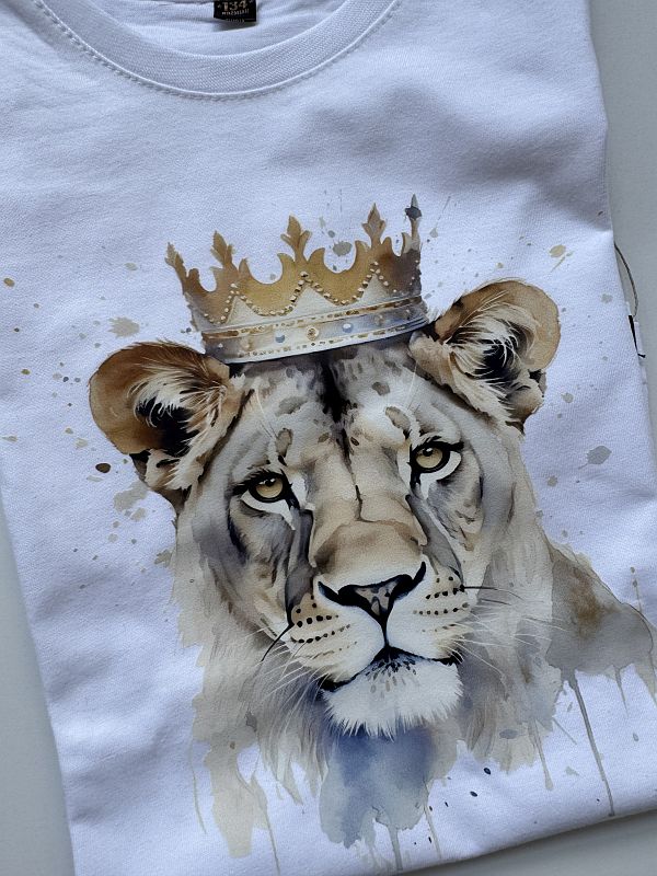 Koszulka biała z krótkim rękawem lew rozmiar 134