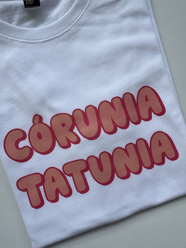 Koszulka biała z krótkim rękawem córunia tatunia rozmiar 140