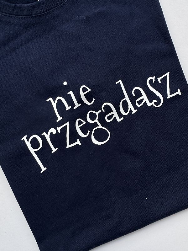 Koszulka granatowa z krótkim rękawem nie przegadasz rozmiar 164