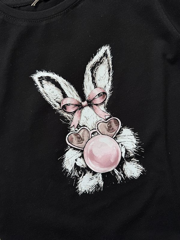 Koszulka różowa z krótkim rękawem królik z gumą balonową rozmiar 128