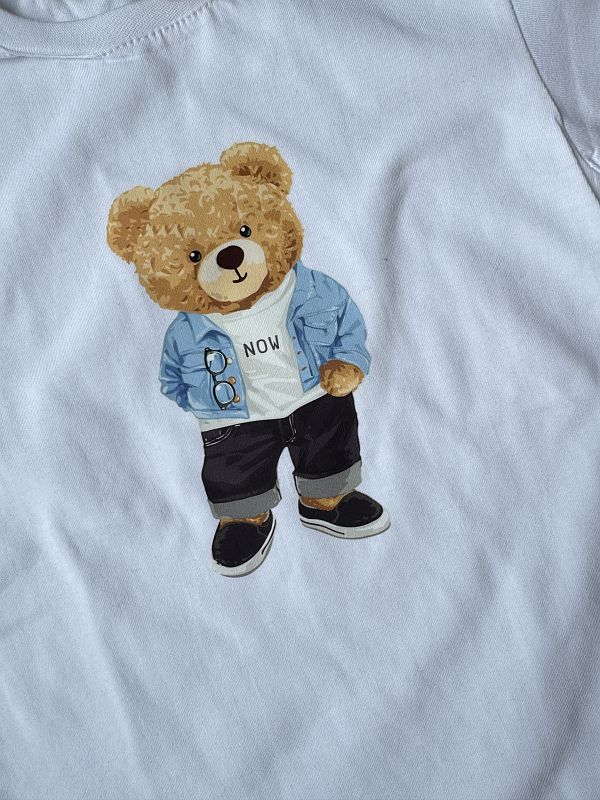 Koszulka biała z krótkim rękawem miś rozmiar 122