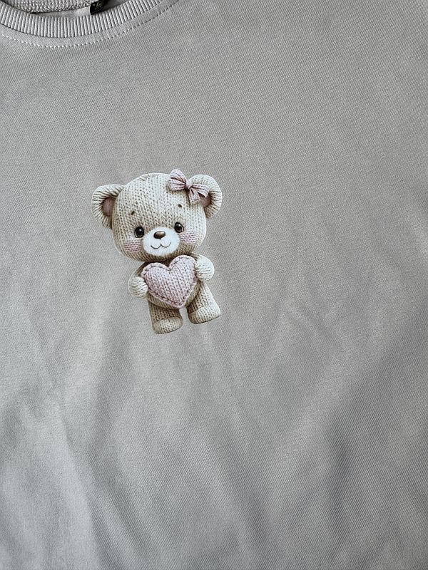 Koszulka beżowa z krótkim rękawem miś z sercem rozmiar 122