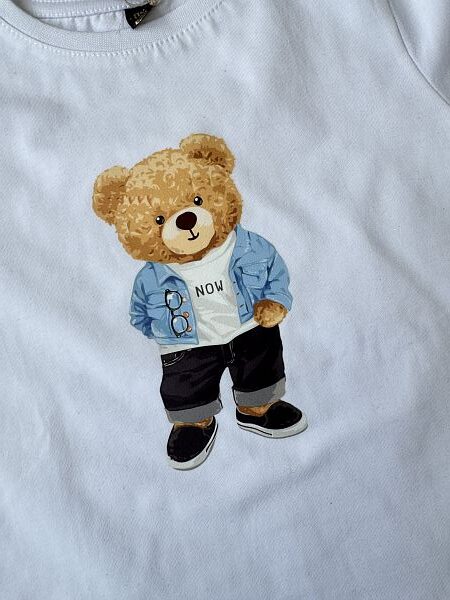 Koszulka biała z krótkim rękawem miś rozmiar 116