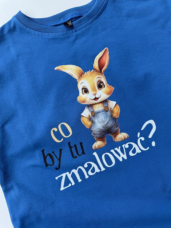 Koszulka niebieska z krótkim rękawem co by tu zmalować rozmiar 116