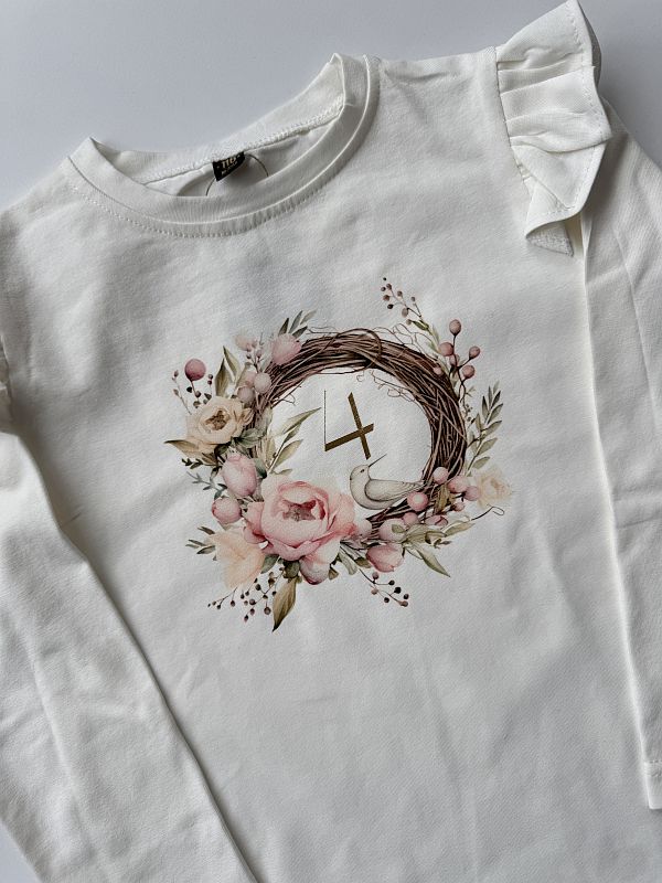 Koszulka ecru z długim rękawem wieniec z 4 rozmiar 116