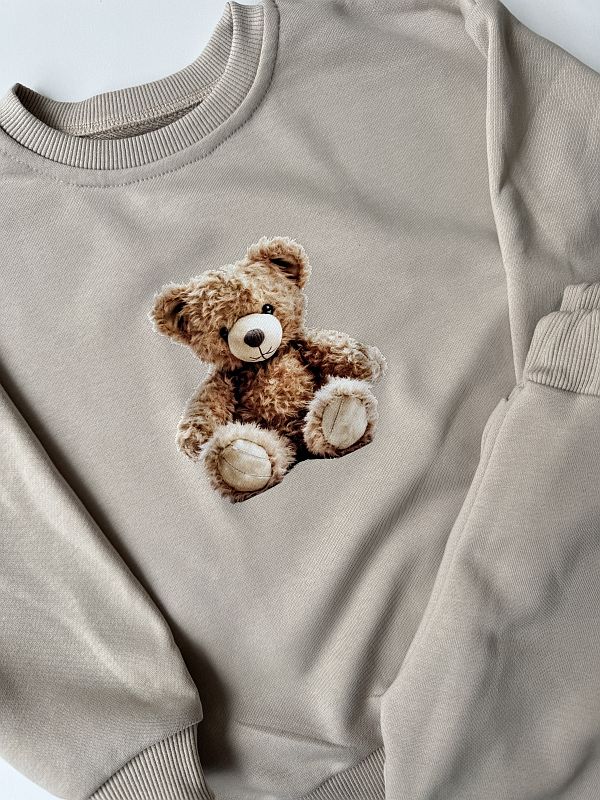 Beżowy komplet dresowy pluszowy misio rozmiar 110