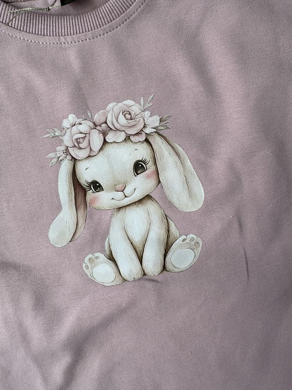 Koszulka różowa z krótkim rękawem słodki zajączek rozmiar 104