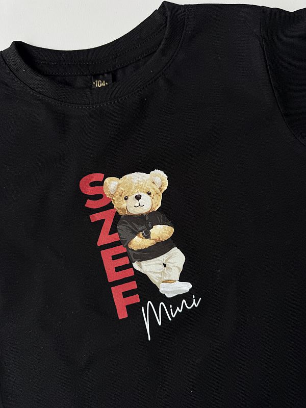 Koszulka czarna z krótkim rękawem mini szef rozmiar 104