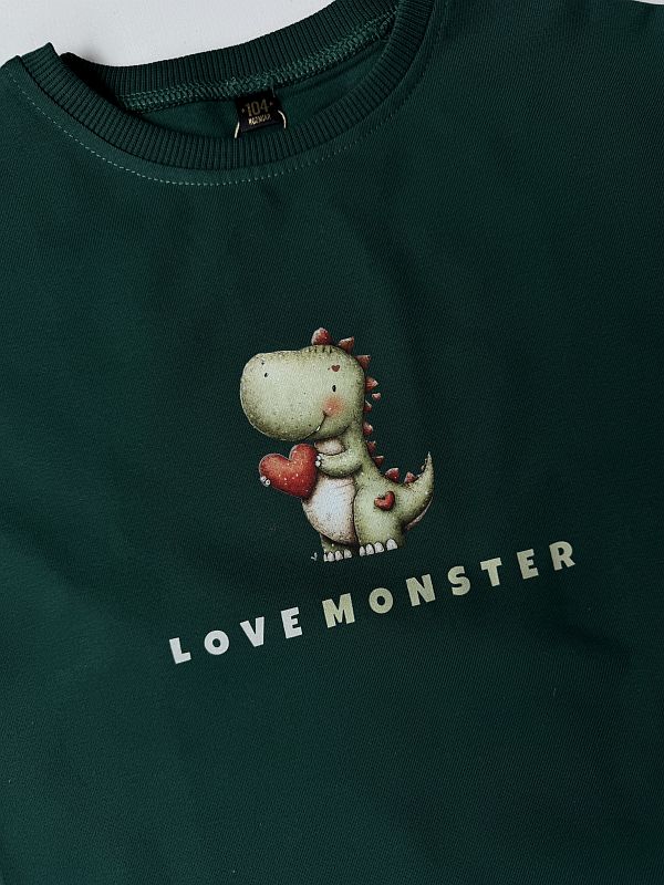 Koszulka zielona z krótkim rękawem love monster rozmiar 104