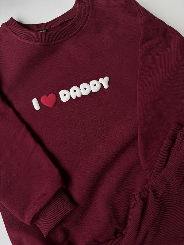 Bordowy komplet I love daddy rozmiar 104