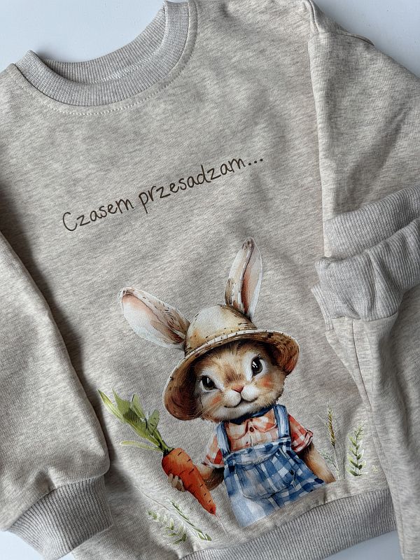 Komplet dresowy beż melanż czasem przesadzam rozmiar 98