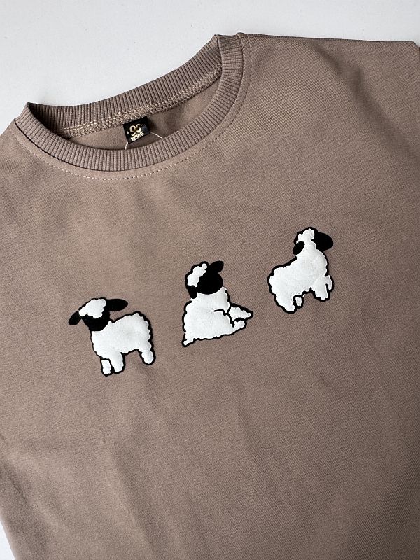 Koszulka kawowa z krótkim rękawem baranki rozmiar 98