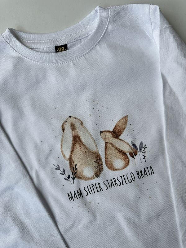 Koszulka biała z długim rękawem mam super starszego brata rozmiar 98