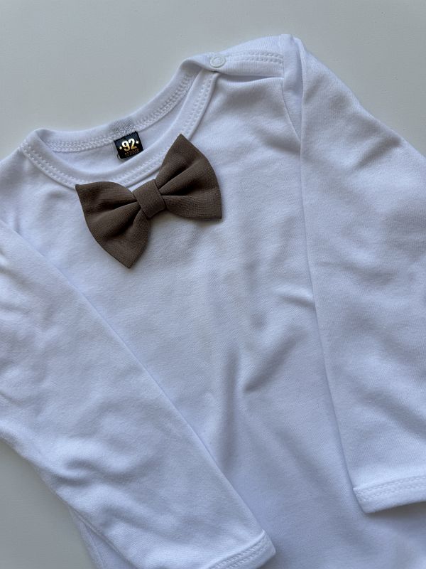 Body białe z długim rękawem kawowa mucha rozmiar 92