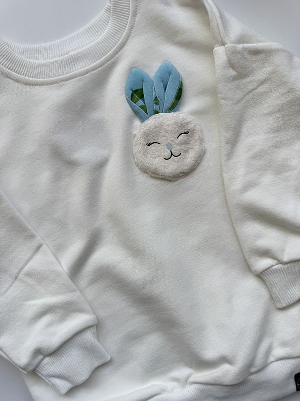 Bluza ecru pluszowa buzia króliczka rozmiar 92