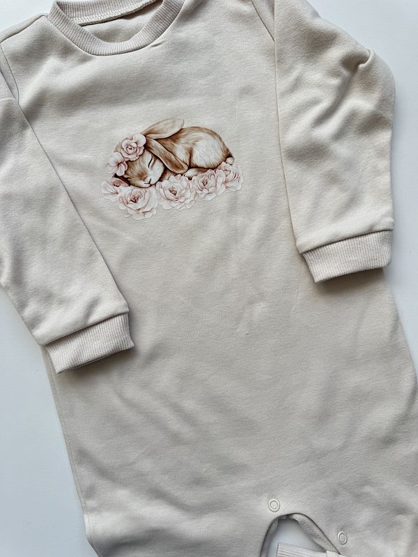 Pajac beżowy z króliczkiem rozmiar 92