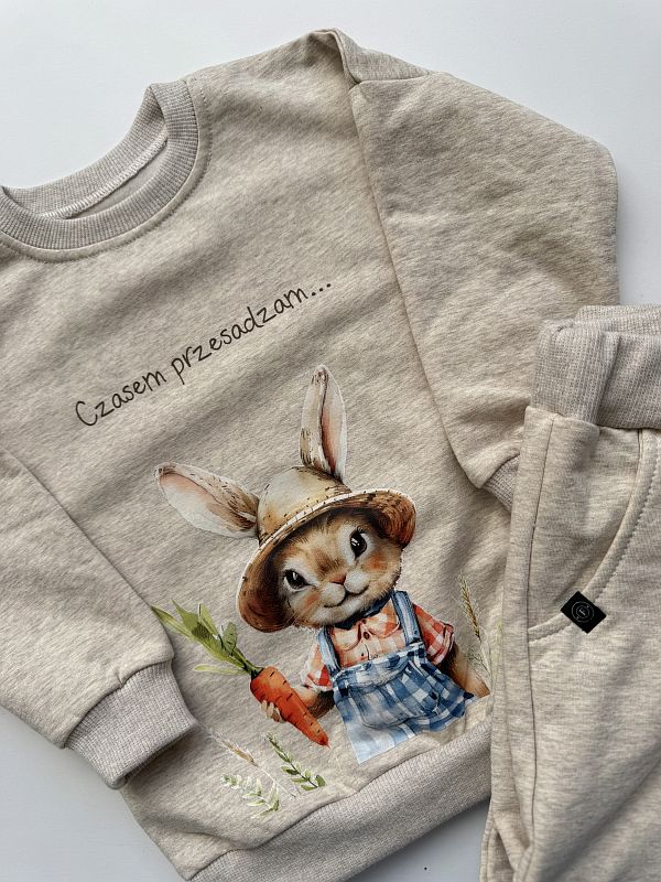 Komplet dresowy beż melanż czasem przesadzam rozmiar 92