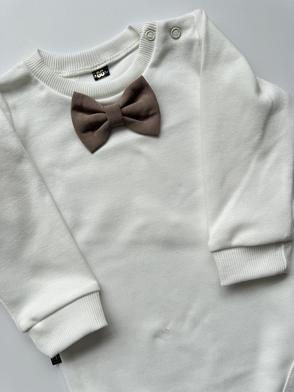 Body ecru z długim rękawem kawową mucha rozmiar 86