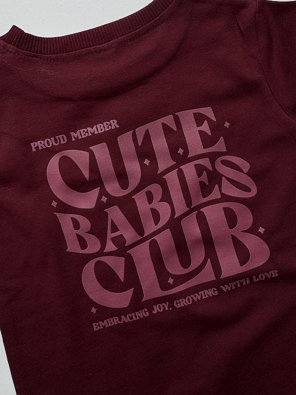 Koszulka bordowa z krótkim rękawem cute babies club rozmiar 86