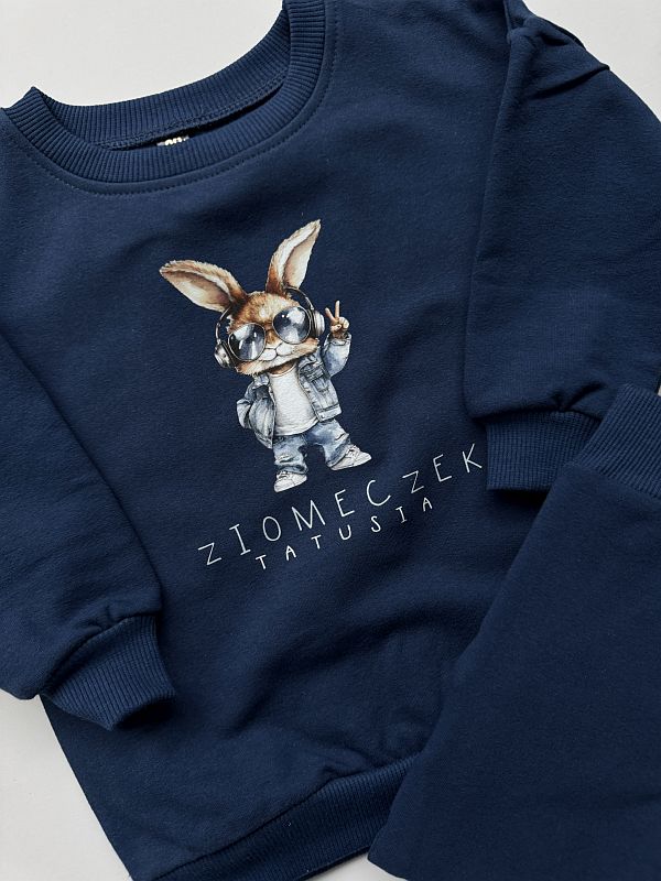 Niebieski komplet ziomeczek tatusia rozmiar 80