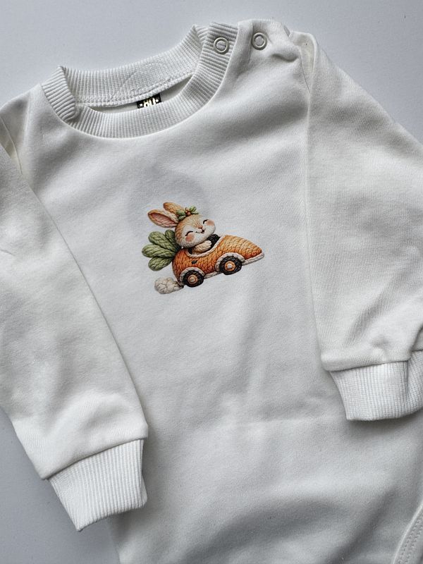 Body ecru z długim rękawem krolik w aucie rozmiar 80