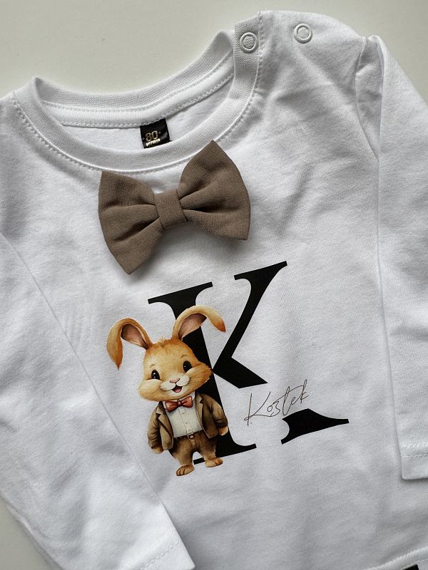 Koszulka biała z długim rękawem Kostek rozmiar 80