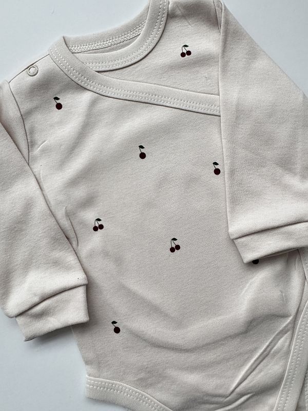 Body kopertowe beżowe z długim rękawem wisienki rozmiar 68