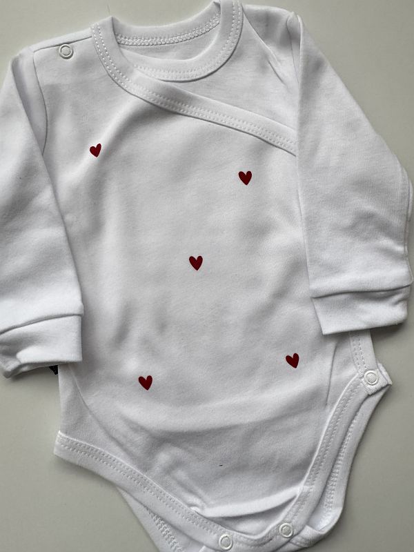 Body kopertowe białe z długim rękawem serduszka rozmiar 68