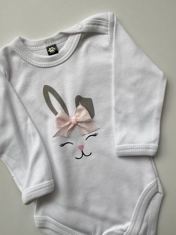 Body białe z długim rękawem buzia króliczka rozmiar 62
