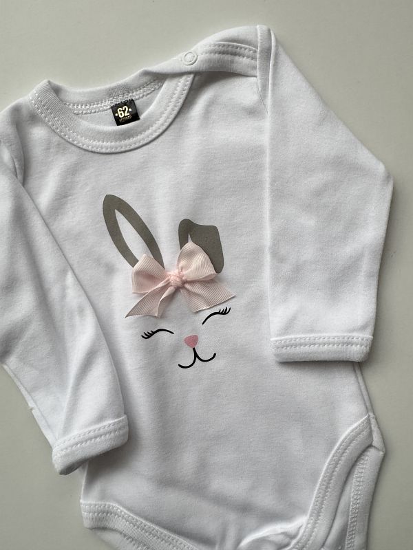 Body białe z długim rękawem buzia króliczka rozmiar 62