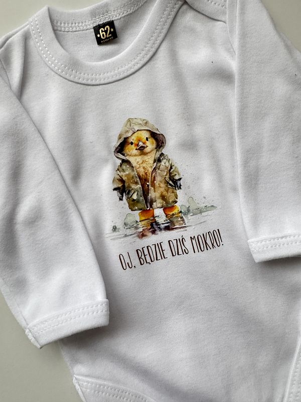 Body białe z długim rękawem oj będzie mokro rozmiar 62