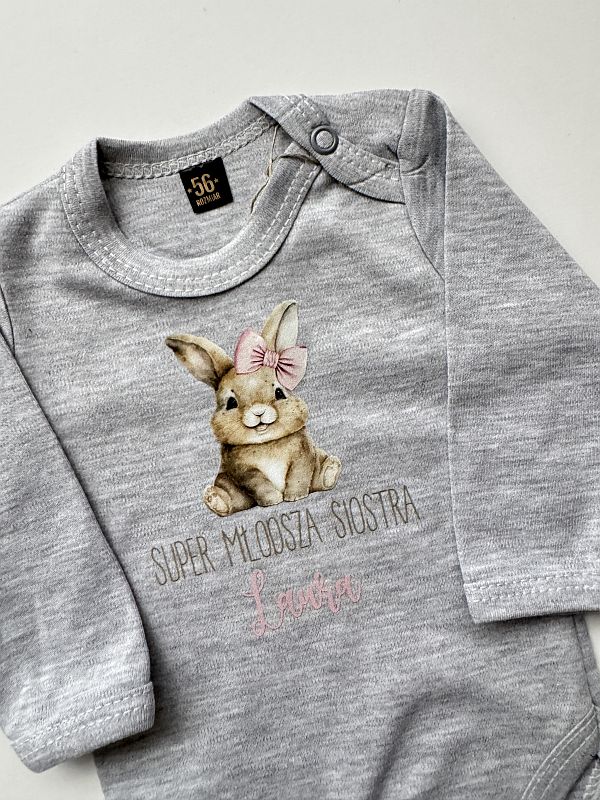 Body szare z długim rękawem super młodsza siostra Laura rozmiar 56