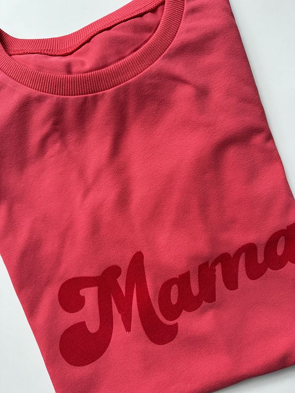Koszulka damska koralowa mama rozmiar oversize