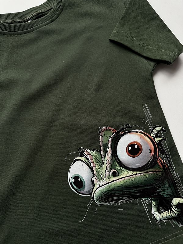 Koszulka oliwkowa z krótkim rękawem kameleon rozmiar 116