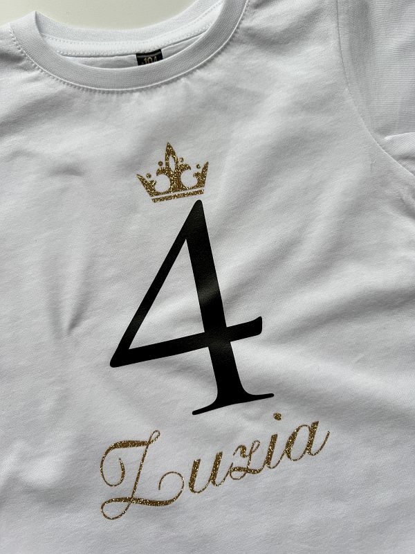 Koszulka biała z krótkim rękawem Zuzia 4 rozmiar 104