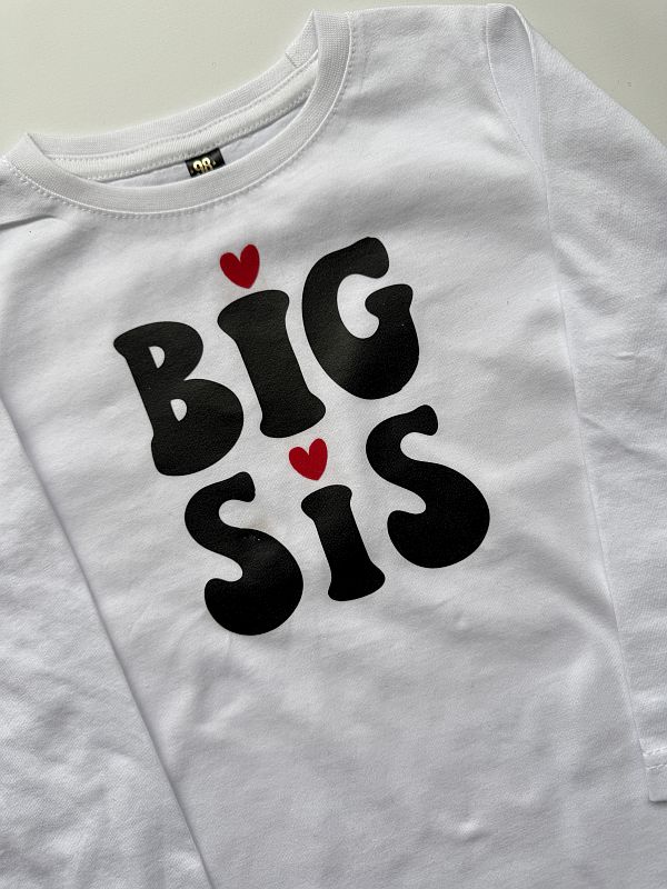 Koszulka biała z długim rękawem big sis rozmiar 98