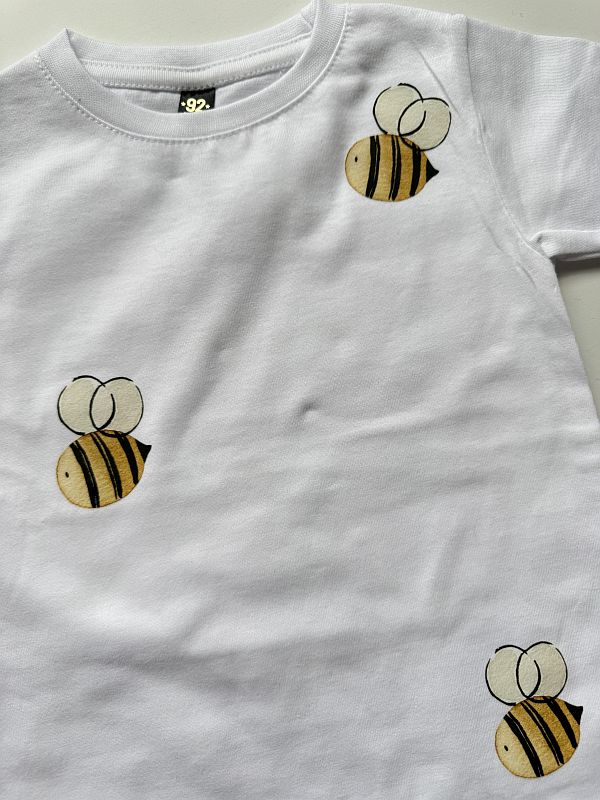 Koszulka biała z krótkim rękawem pszczółki rozmiar 92