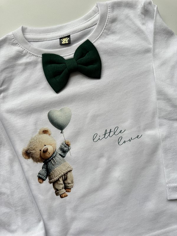 Koszulka biała z długim rękawem miś z balonikiem rozmiar 86