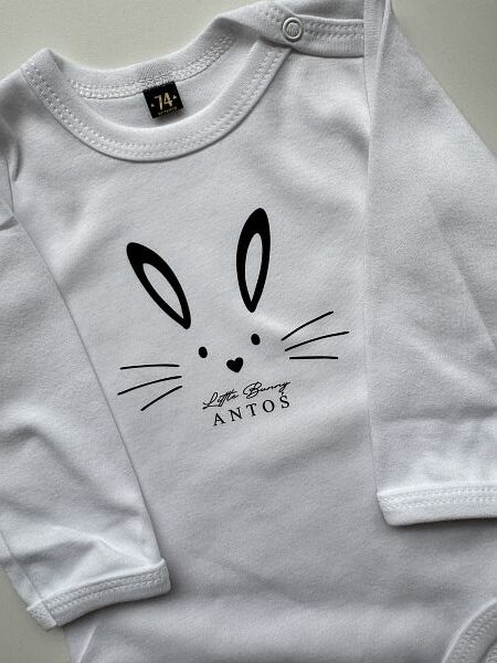 Body białe z długim rękawem little bunny Antoś rozmiar 74