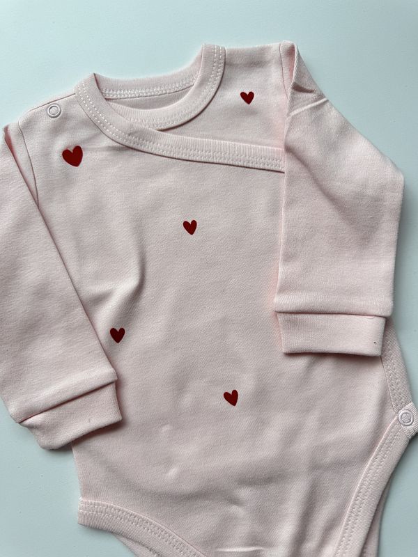 Body kopertowe morelkowe z długim rękawem serduszka rozmiar 68