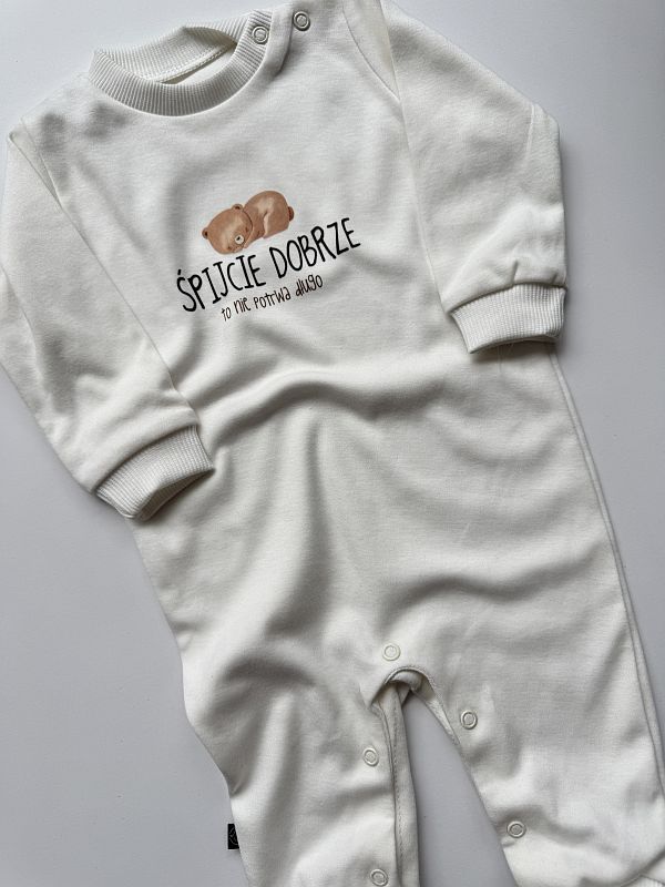 Pajac ecru śpijcie dobrze to nie potrwa długo rozmiar 68