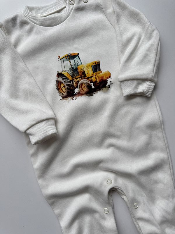 Pajac ecru z traktorem rozmiar 68