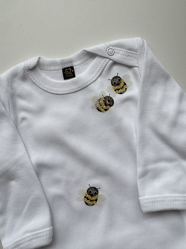 Body białe z długim rękawem pszczółki rozmiar 62